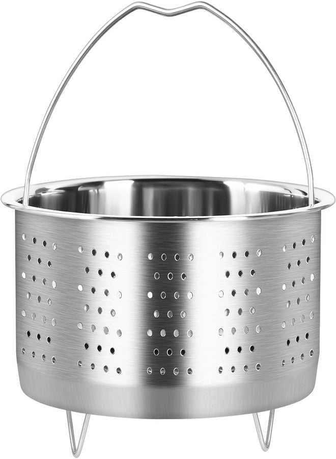 SAMEZONE Stainless Steel Steamer Basket with Handle & Raised Legs - Multi-Purpose Food Steaming Basket for Instant Pot, Vegetables, Dumplings, Seafood & Fruits - Image 1